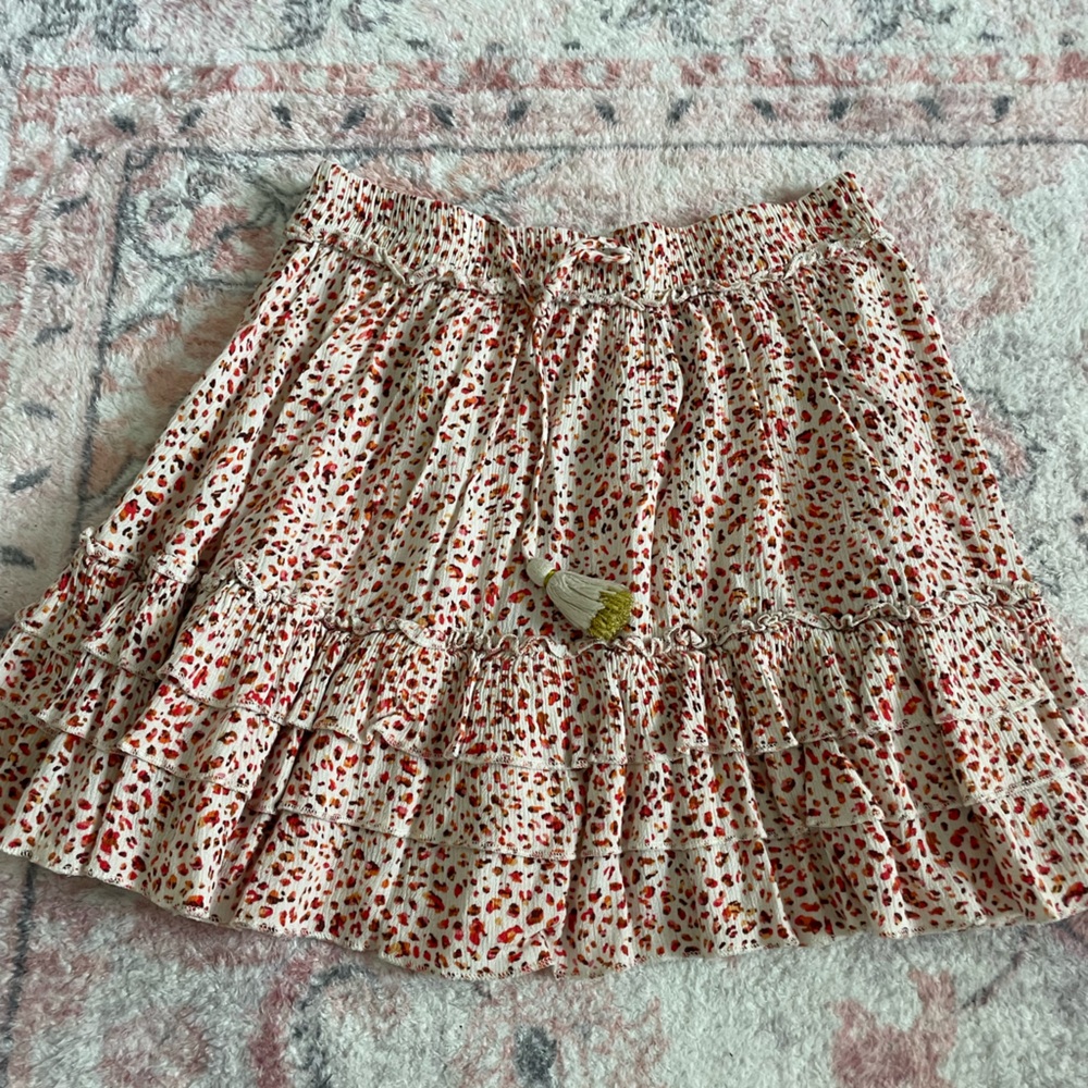 Red and White Patterned Skirt